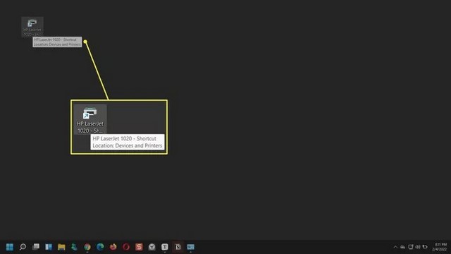 The shortcut is now visible on the desktop
