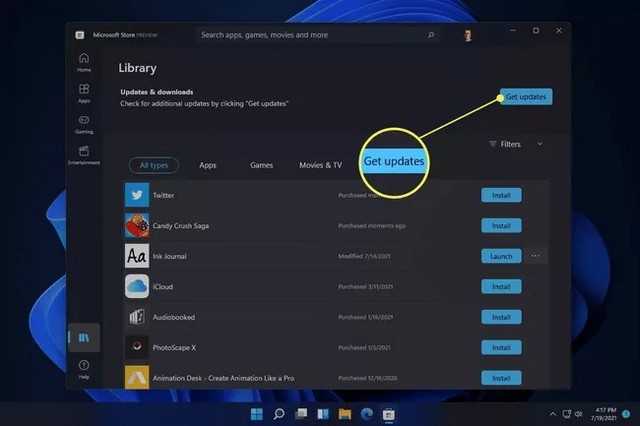 Mettre à jour les applications sur Windows 11