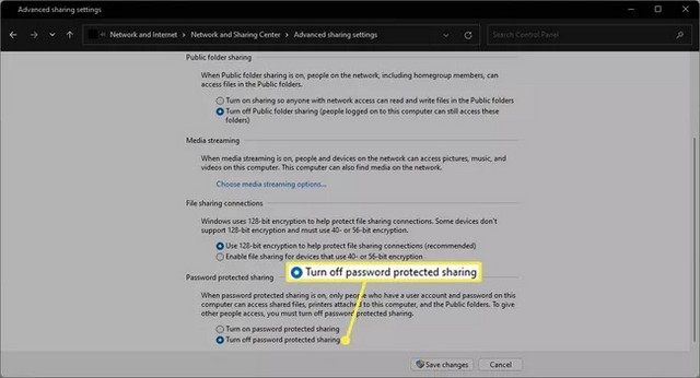 Password protected sharing