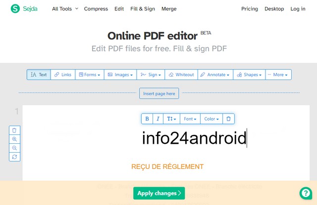 Sejda online PDF editor