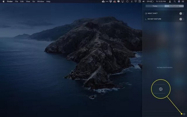Sélectionner le rouage des paramètres