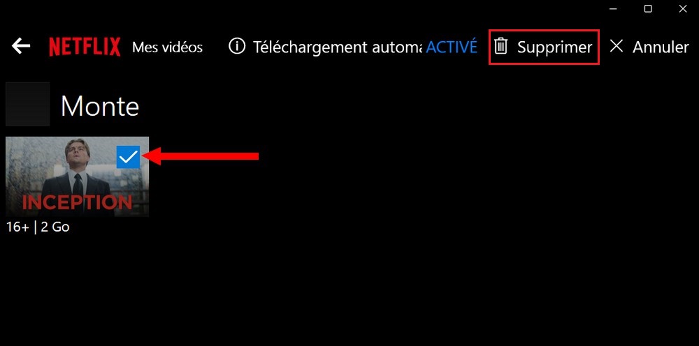 Supprimer les vidéos téléchargées sur Netflix