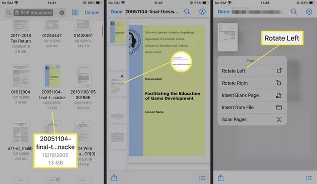 Utiliser l'application Fichiers pour modifier un PDF sur iPhone