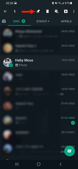 pin whatsapp conversations