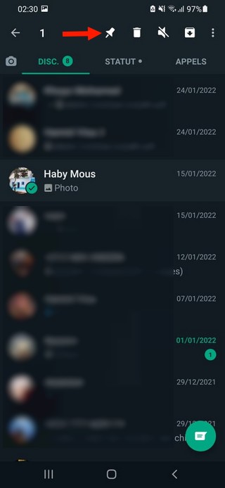 épingler les conversations WhatsApp