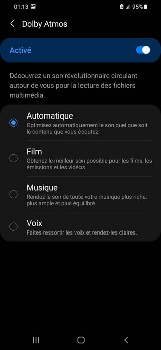 Activer Dolby Atmos sur Samsung