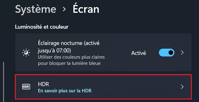 Activer le HDR