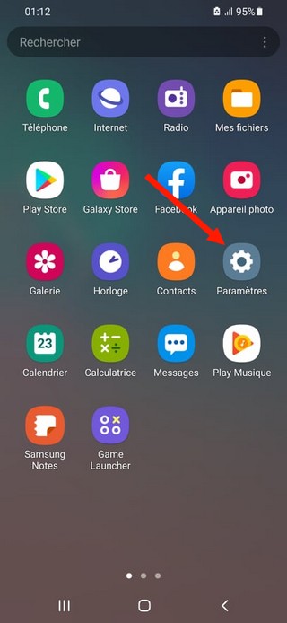 Appuyer sur Paramètres