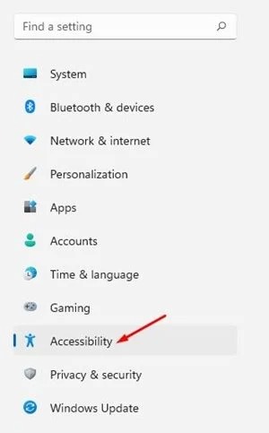 Cliquer sur Accessibilité