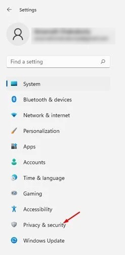 Cliquer sur Confidentialité et sécurité