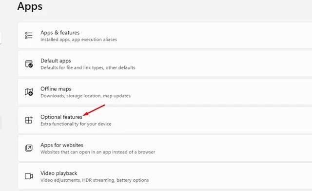 Click on Optional Features