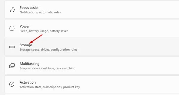 Cliquer sur Stockage