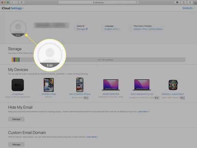 Cliquer sur la photo ou l'icône de votre profil