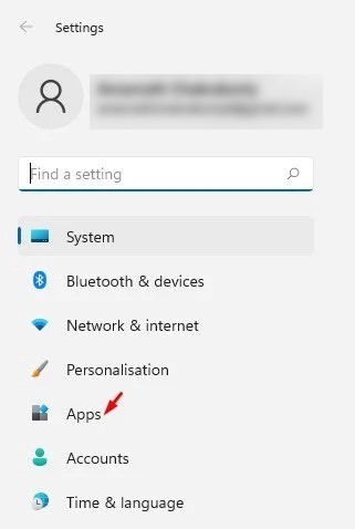 Click on the Apps option