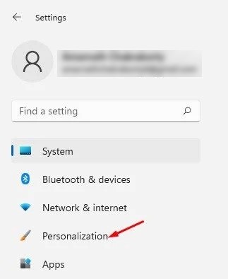 Cliquez sur l'option Personnalisation