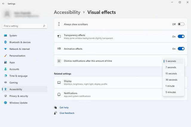 Modifier la durée des notifications de bannière