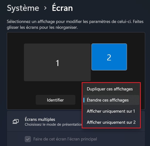 Configuration à plusieurs écrans