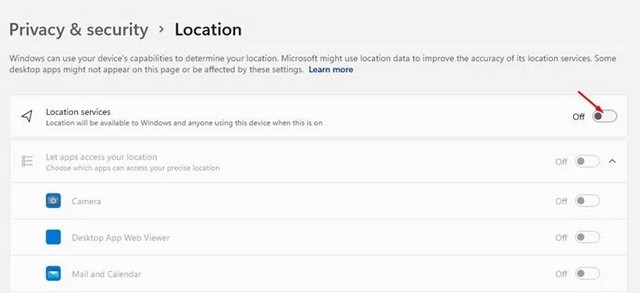 Désactiver le suivi de localisation