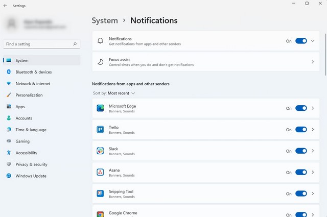 Désactiver les notifications de bannière