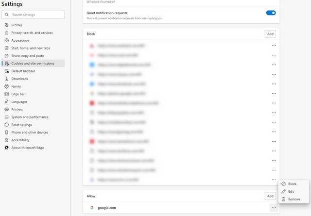 Désactiver les notifications du navigateur de Microsoft Edge