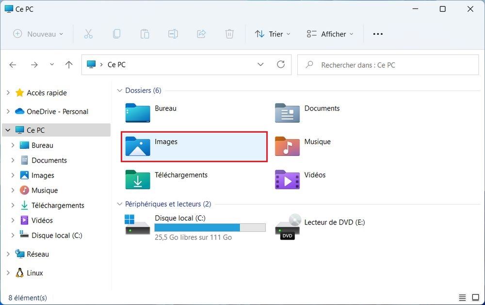Le dossier des captures d’écran