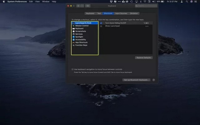 Modifier des raccourcis pour les captures d'écran