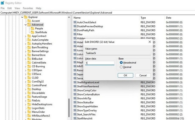Modifier la taille de la barre des tâches de Windows 11