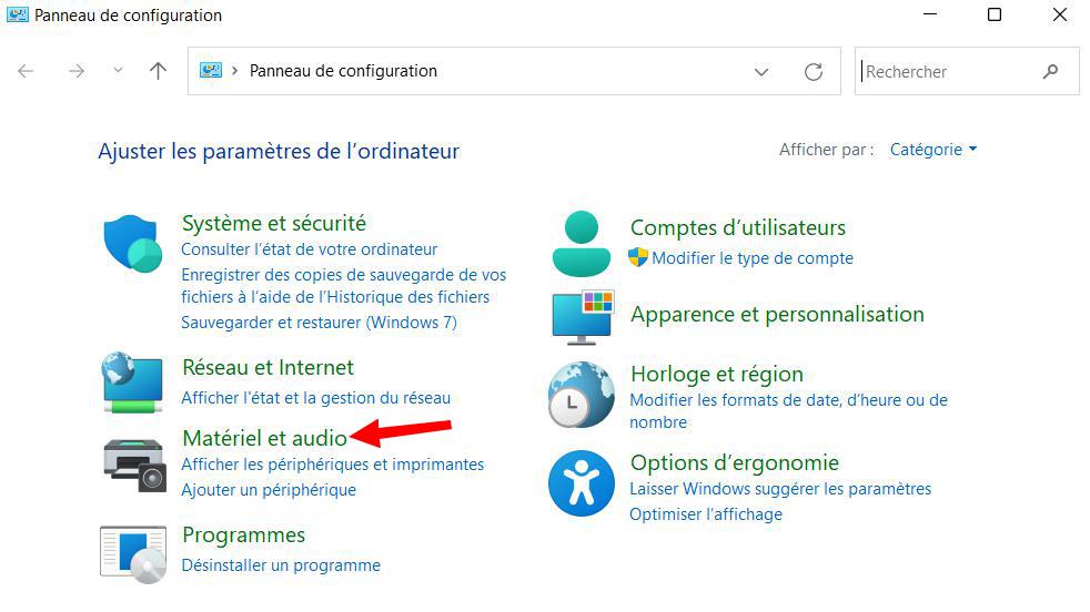 Panneau de configuration