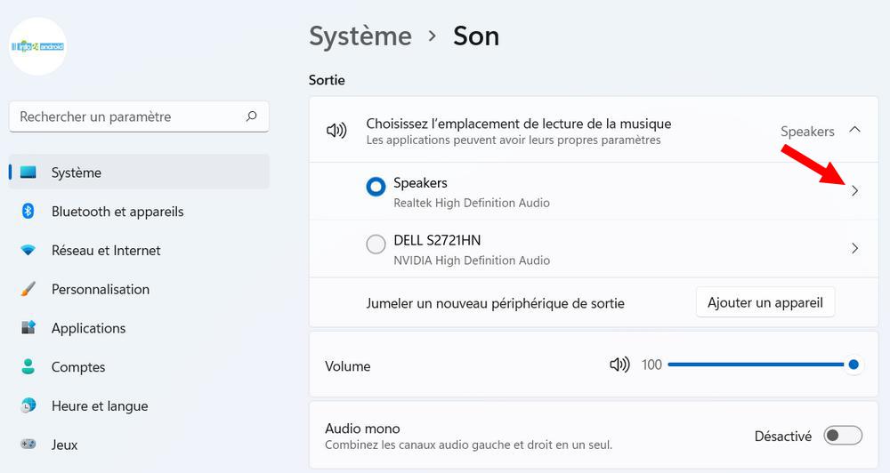 Paramètres Son Windows 11