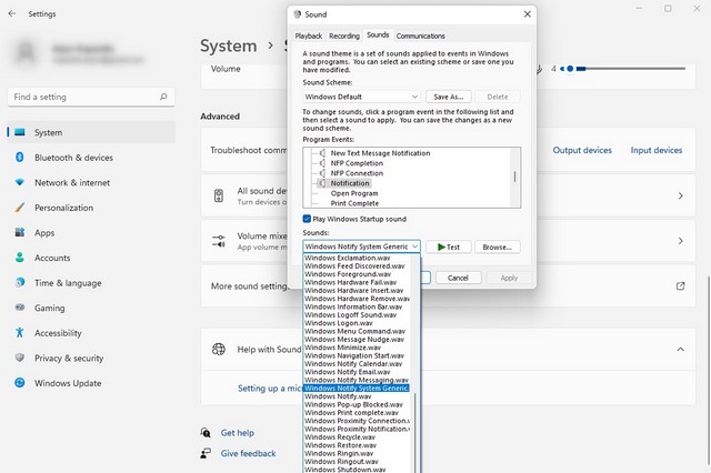 Désactiver ou modifier le son de notification