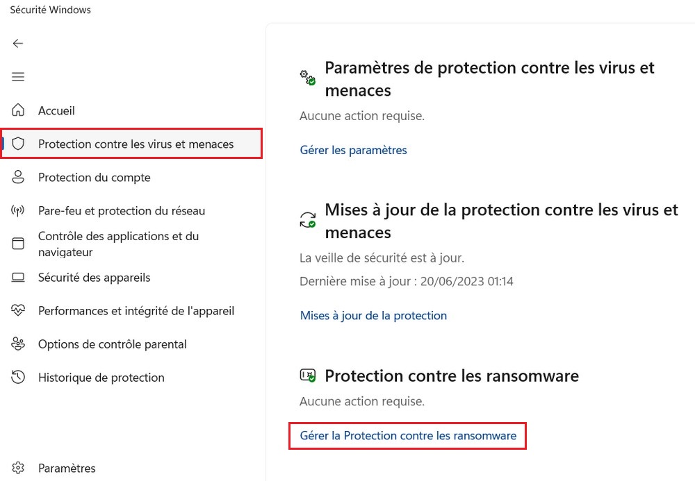 Protection contre les virus et menaces