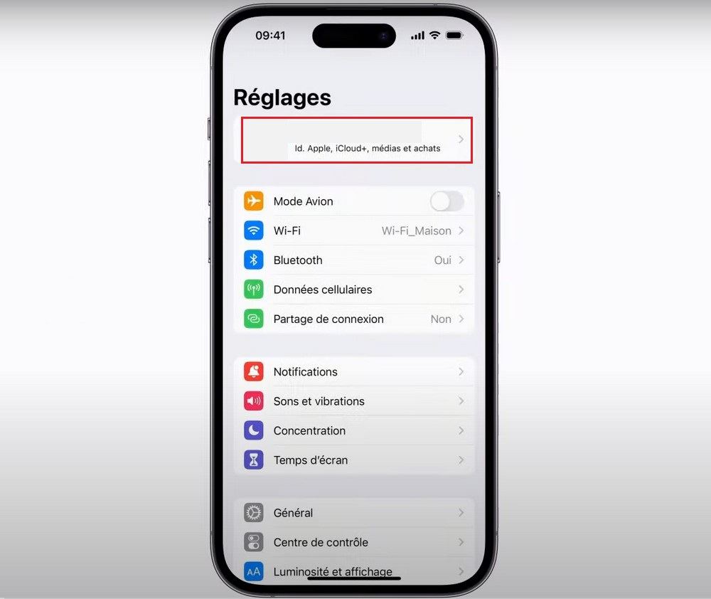 Réglages de iPhone