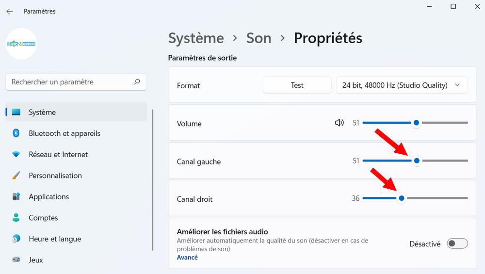 Régler la balance du son dans Windows 11