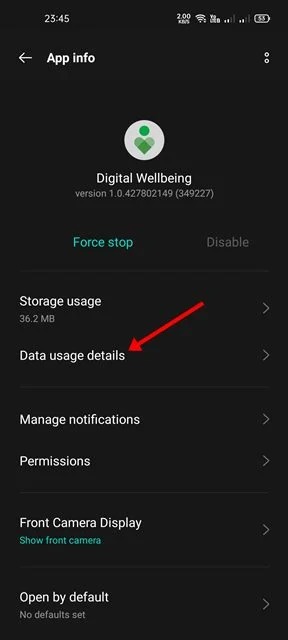 Select Data usage details