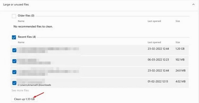 Sélectionner les fichiers que vous souhaitez supprimer