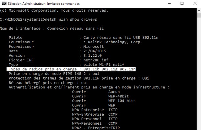 Vérifier si votre PC prend en charge 5 GHz