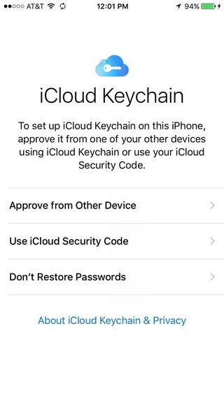 Activer le trousseau iCloud