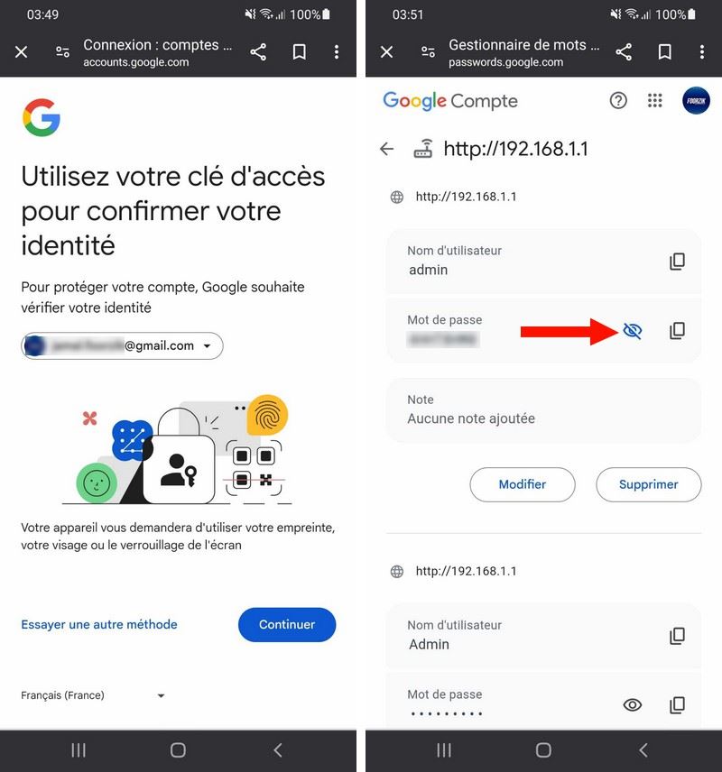 Afficher les mots de passe enregistrés sur Android