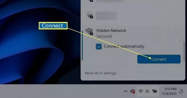 Appuyez sur Connecter