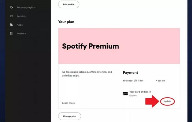 Changer votre mode de paiement Spotify