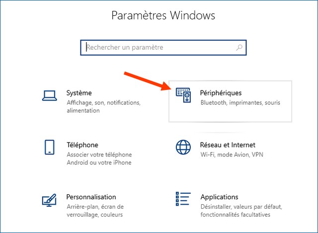 Cliquez sur Périphériques