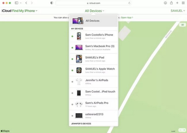 Cliquez sur Tous les appareils