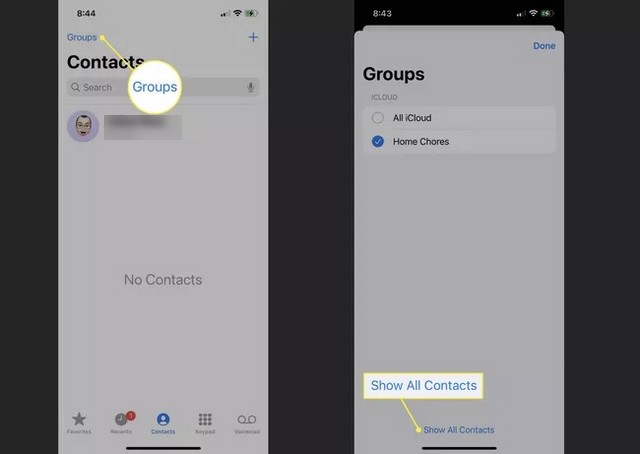Comment masquer les contacts