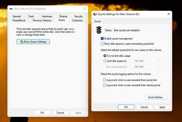 Configurer le quota de disque sous Windows 11