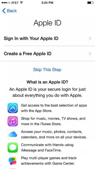 Créer ou entrer votre identifiant Apple