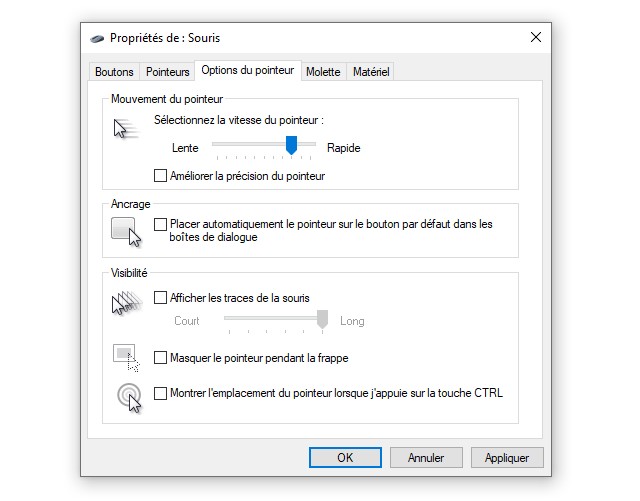 Désactiver accélération de la souris