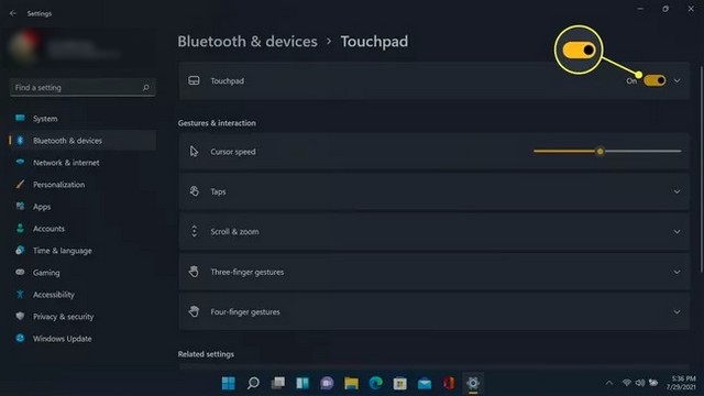 Désactiver le pavé tactile