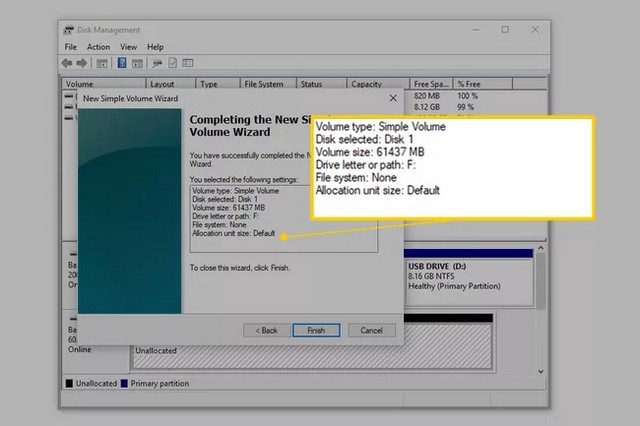 Fin de l'assistant Nouveau volume simple