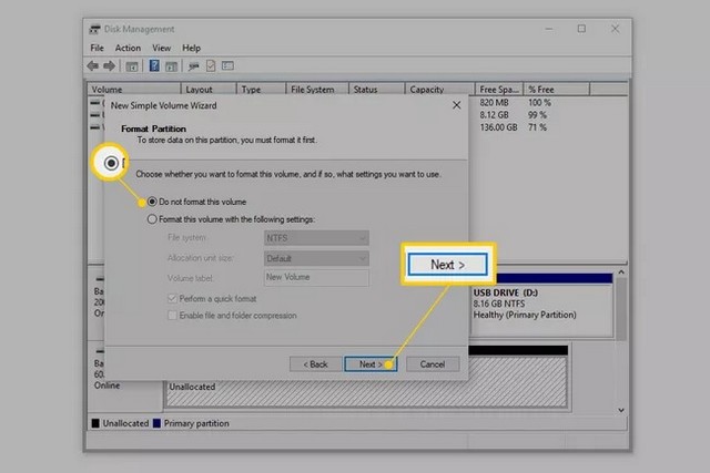 Formater la partition