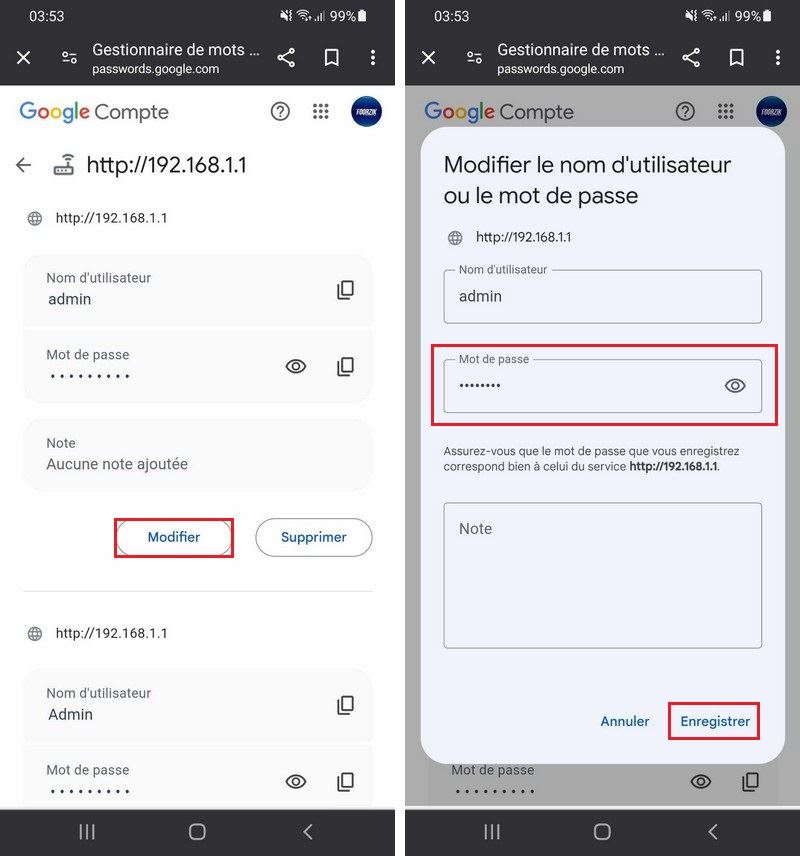 Gérer vos mots de passe enregistrés